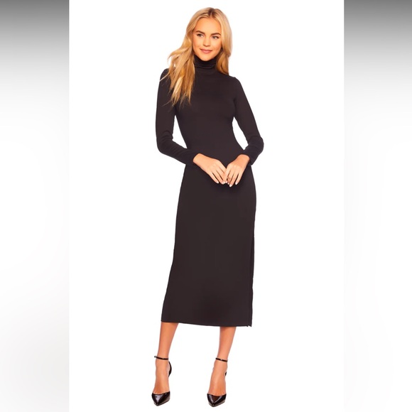 Susana Monaco long Sleeve Turtleneck Slit Dress - size Large - Picture 2 of 5